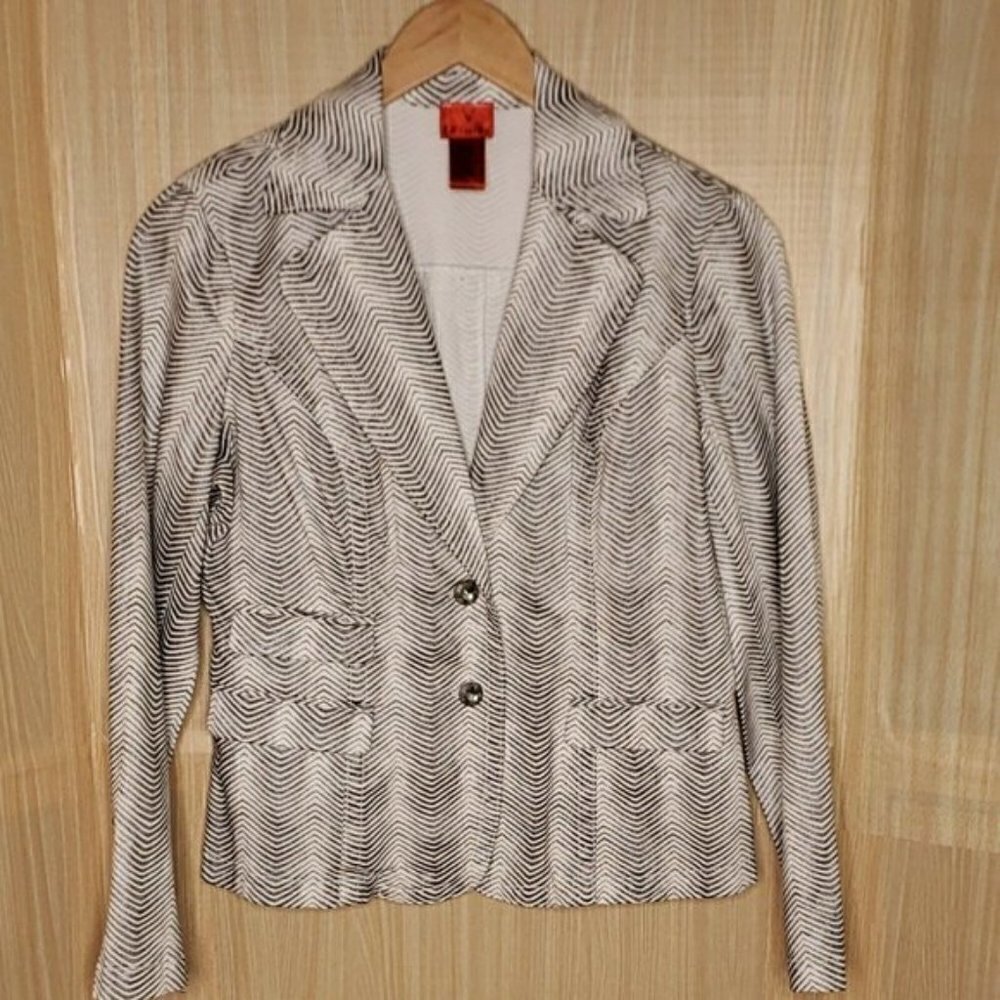 Cristina Shimmer Striped Cotton Blend Blazer. Lrg